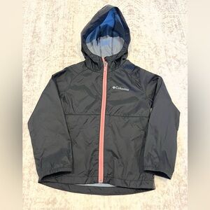 Columbia Girls Black Rain Jacket Pink Zipper VGUC Size XS 6/6X
